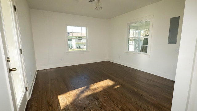 259 W End Hts, Lebanon, TN 37087 - empty room with baseboards, electric panel, and dark wood-style floors