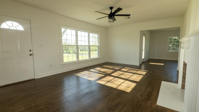 259 W End Hts, Lebanon, TN 37087 - foyer with baseboards, a ceiling fan, dark wood-style floors, and visible vents