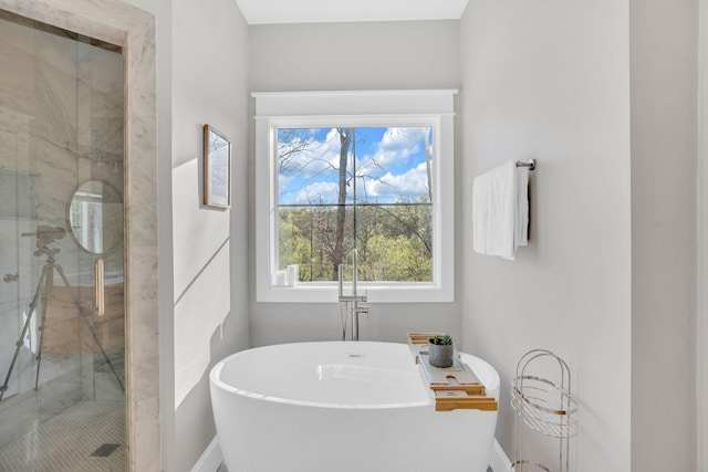 1017 Cliff View Dr N, Kingston Springs, TN 37082 - bathroom with a freestanding bath and a marble finish shower