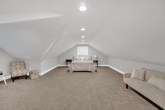 1017 Cliff View Dr N, Kingston Springs, TN 37082 - bedroom featuring carpet floors, recessed lighting, baseboards, and lofted ceiling