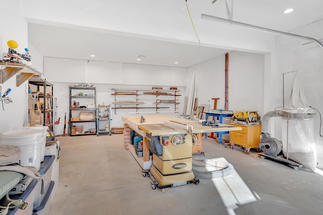 1017 Cliff View Dr N, Kingston Springs, TN 37082 - basement with concrete block wall and a workshop area