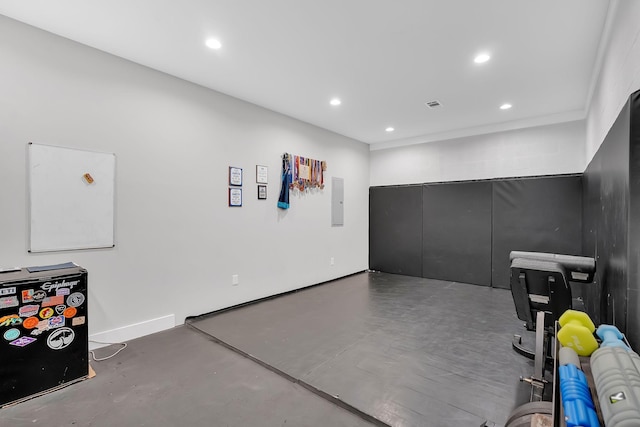 1017 Cliff View Dr N, Kingston Springs, TN 37082 - recreation room with recessed lighting, finished concrete flooring, and visible vents
