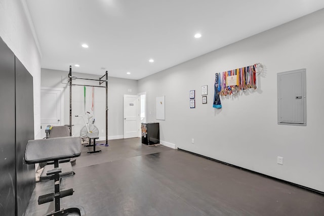 1017 Cliff View Dr N, Kingston Springs, TN 37082 - workout area with electric panel, recessed lighting, and baseboards