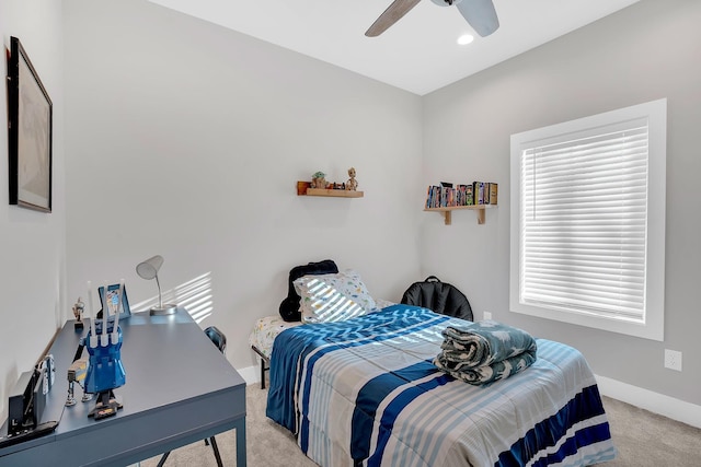 1017 Cliff View Dr N, Kingston Springs, TN 37082 - bedroom featuring carpet floors, baseboards, a ceiling fan, and recessed lighting