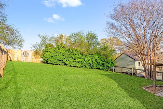 view of yard featuring a fenced backyard