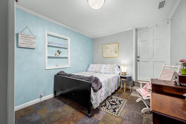 1036 Locke Creek Rd, Readyville, TN 37149 - bedroom featuring stone tile flooring, ornamental molding, and baseboards