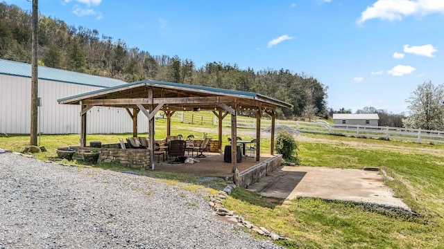 1036 Locke Creek Rd, Readyville, TN 37149 - view of community featuring a gazebo, fence, a carport, a rural view, and a yard