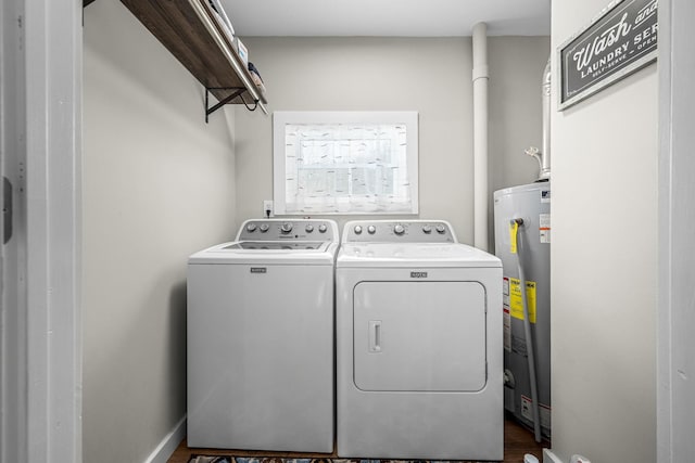 1036 Locke Creek Rd, Readyville, TN 37149 - laundry area with baseboards, gas water heater, laundry area, and washer and dryer