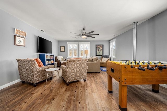 1036 Locke Creek Rd, Readyville, TN 37149 - interior space with hardwood / wood-style floors, baseboards, visible vents, and a ceiling fan
