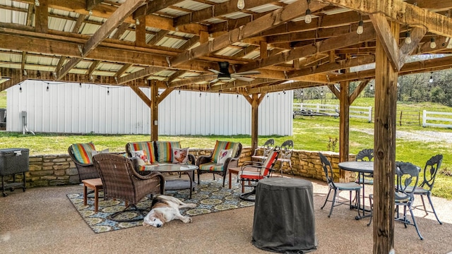 1036 Locke Creek Rd, Readyville, TN 37149 - view of patio / terrace featuring outdoor lounge area and fence