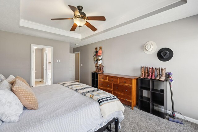 3648 S Jot Dr, Clarksville, TN 37040 - bedroom featuring baseboards, carpet flooring, ceiling fan, and a raised ceiling