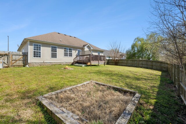 3648 S Jot Dr, Clarksville, TN 37040 - view of yard featuring a fenced backyard, a deck, and a vegetable garden