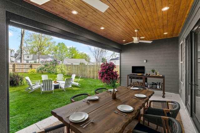 6362B Columbia Ave, Nashville, TN 37209 - view of patio with a fenced backyard, outdoor dining area, and a ceiling fan