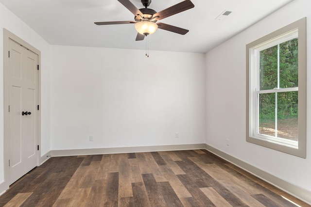 12 Lonsvale Dr, Mcminnville, TN 37110 - spare room featuring baseboards, ceiling fan, visible vents, and wood finished floors