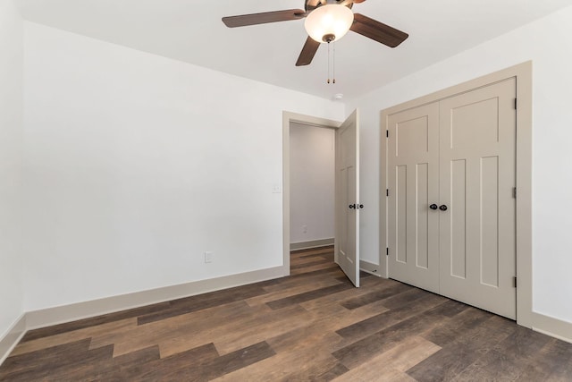 12 Lonsvale Dr, Mcminnville, TN 37110 - unfurnished bedroom featuring baseboards, a ceiling fan, wood finished floors, and a closet