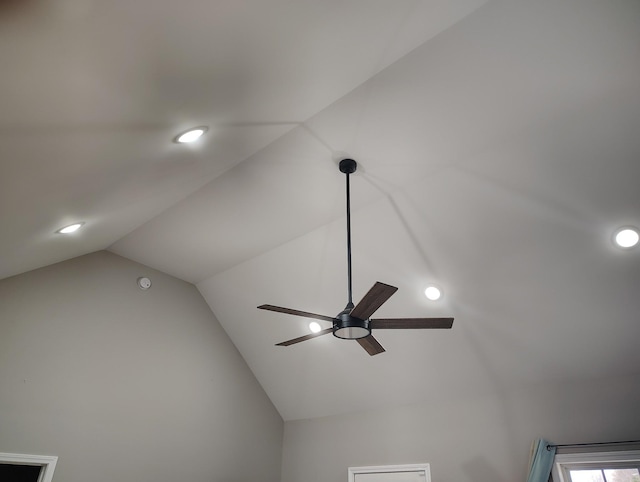 details featuring ceiling fan and recessed lighting