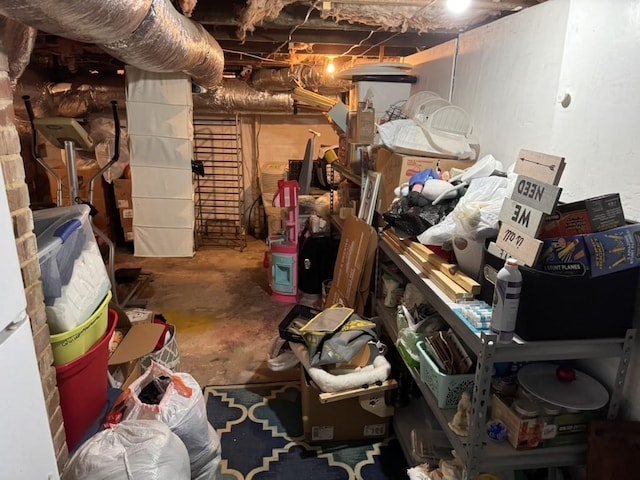 view of unfinished basement