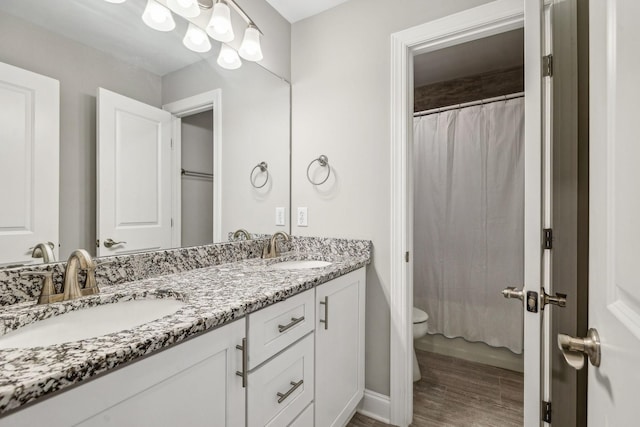 120 Sideview Rd, Gallatin, TN 37066 - full bath with double vanity, a sink, toilet, and a shower with shower curtain