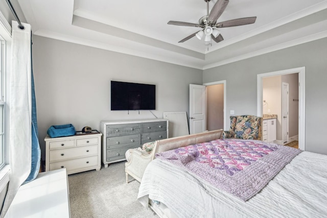 120 Sideview Rd, Gallatin, TN 37066 - bedroom featuring carpet flooring, a ceiling fan, a tray ceiling, and crown molding