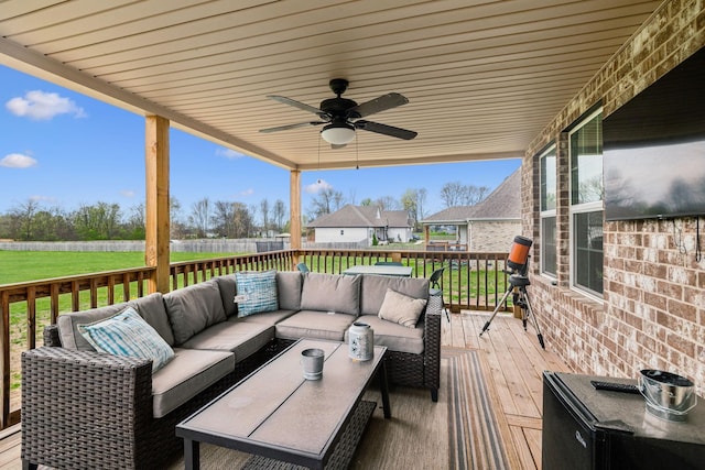 120 Sideview Rd, Gallatin, TN 37066 - wooden terrace with outdoor lounge area and ceiling fan
