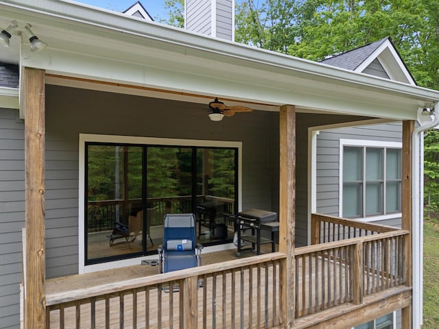 6033 Vesper Way E, Franklin, TN 37064 - wooden terrace featuring ceiling fan and area for grilling