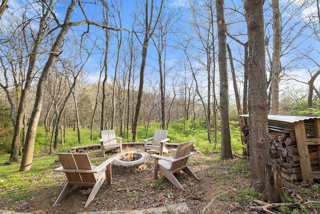 1122 Oman Dr, Brentwood, TN 37027 - view of yard featuring an outdoor fire pit and a view of trees