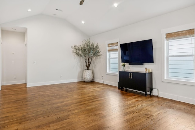 1547 Battlefield Dr, Nashville, TN 37215 - living room with recessed lighting, baseboards, lofted ceiling, and wood finished floors