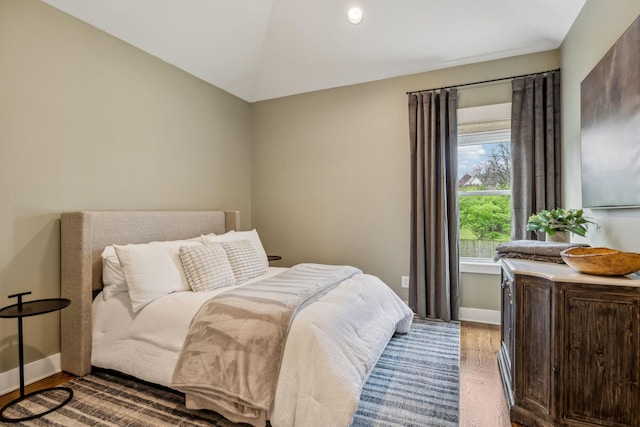 1547 Battlefield Dr, Nashville, TN 37215 - bedroom featuring baseboards, lofted ceiling, and wood finished floors