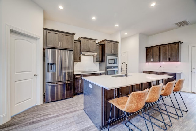 1006 Chisolm Trl, Goodlettsville, TN 37072 - kitchen featuring visible vents, a kitchen island with sink, appliances with stainless steel finishes, under cabinet range hood, and a sink