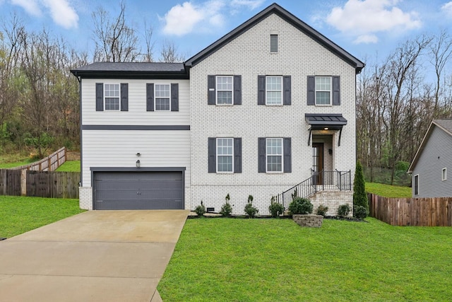 1006 Chisolm Trl, Goodlettsville, TN 37072 - view of front of property with an attached garage, fence, a front lawn, and brick siding