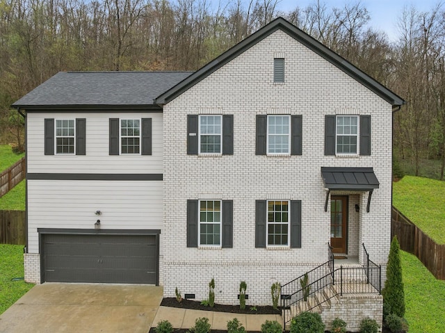 1006 Chisolm Trl, Goodlettsville, TN 37072 - view of front of property with brick siding, a garage, concrete driveway, and fence