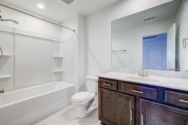 1006 Chisolm Trl, Goodlettsville, TN 37072 - full bathroom featuring visible vents, bathtub / shower combination, toilet, tile patterned floors, and vanity