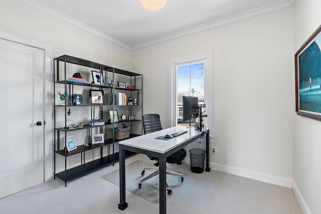 920A Kirkwood Ave, Nashville, TN 37204 - office area with baseboards, crown molding, and carpet flooring