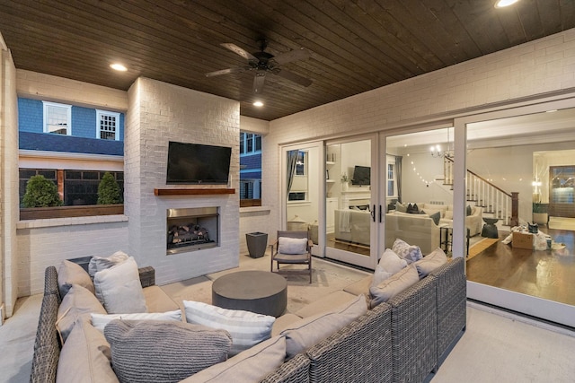 920A Kirkwood Ave, Nashville, TN 37204 - view of patio with an outdoor living space with a fireplace and ceiling fan