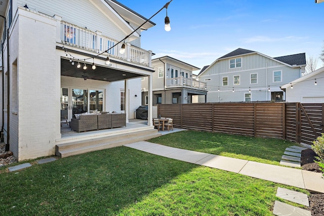 920A Kirkwood Ave, Nashville, TN 37204 - view of yard featuring a balcony, fence, outdoor lounge area, and a patio