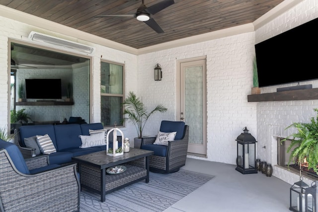 view of patio / terrace with an outdoor hangout area and ceiling fan