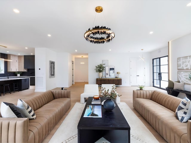 3848 Granny White Pike, Nashville, TN 37204 - living room featuring recessed lighting and light wood-style flooring