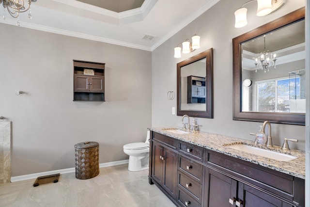 133 Grove Ln S, Hendersonville, TN 37075 - full bath featuring a sink, ornamental molding, and a raised ceiling