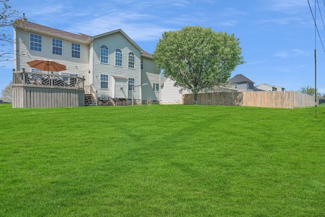 133 Grove Ln S, Hendersonville, TN 37075 - rear view of house with a wooden deck, fence, and a lawn