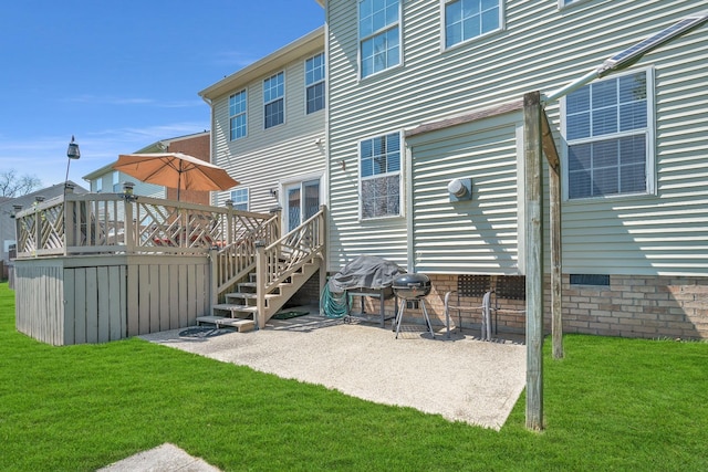 133 Grove Ln S, Hendersonville, TN 37075 - rear view of house with crawl space, a patio, a yard, and a deck