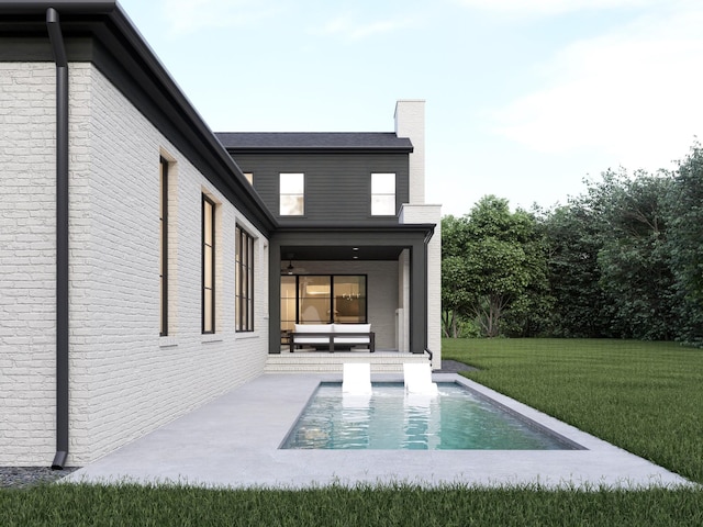825B Kirkwood Ave, Nashville, TN 37204 - rear view of house with a yard, brick siding, and an outdoor pool