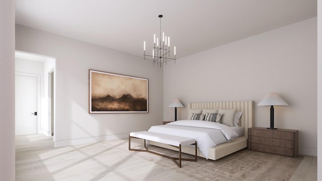 825B Kirkwood Ave, Nashville, TN 37204 - bedroom with wood finished floors, an inviting chandelier, and baseboards