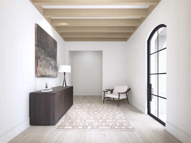 825B Kirkwood Ave, Nashville, TN 37204 - unfurnished room with light wood-style flooring, a healthy amount of sunlight, baseboards, and beam ceiling