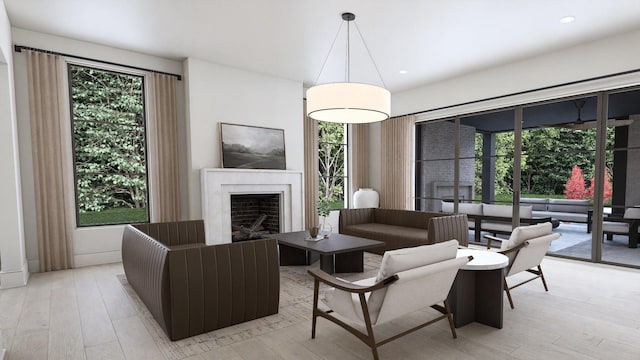 825B Kirkwood Ave, Nashville, TN 37204 - living area with light wood finished floors, recessed lighting, and a fireplace