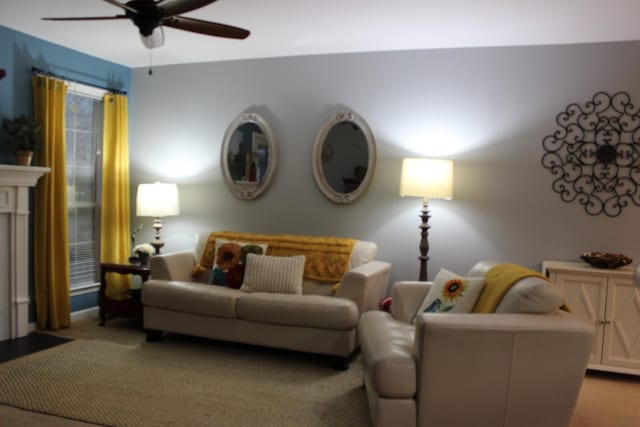 6309 Paddington Way, Antioch, TN 37013 - living room featuring ceiling fan and carpet floors
