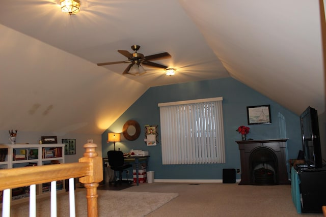 6309 Paddington Way, Antioch, TN 37013 - interior space with a fireplace with flush hearth, baseboards, and lofted ceiling