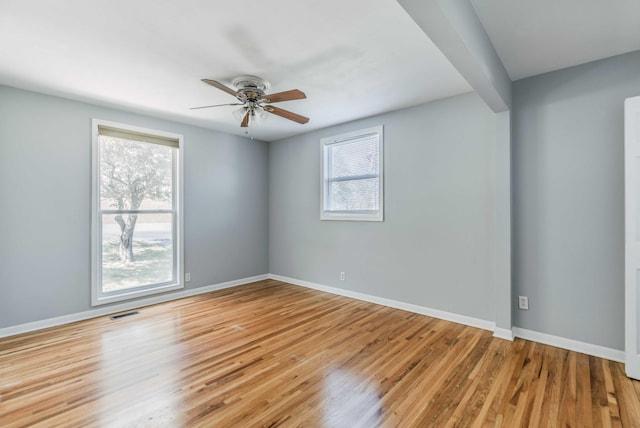 6004 Hawkdale Dr, Nashville, TN 37211 - empty room with a ceiling fan, baseboards, light wood-style flooring, and visible vents