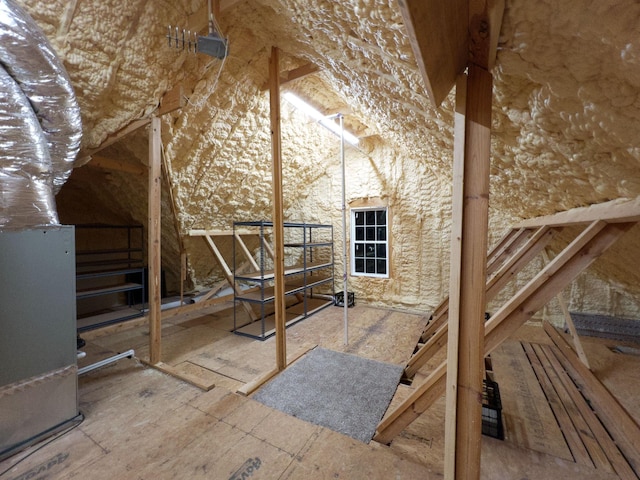 view of unfinished attic