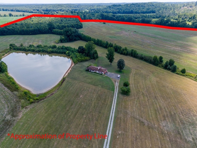 2589 Presley Ridge Rd, Sardis, TN 38371 - drone / aerial view featuring a water view and a rural view