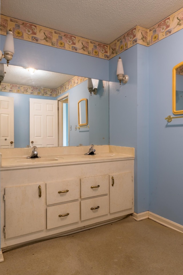 2589 Presley Ridge Rd, Sardis, TN 38371 - bathroom with baseboards, vanity, and a textured ceiling